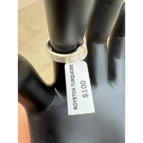 Artisan Royston Turquoise Sterling Silver Adj Statement Ring Southwest closed bk - Picture 5 of 10